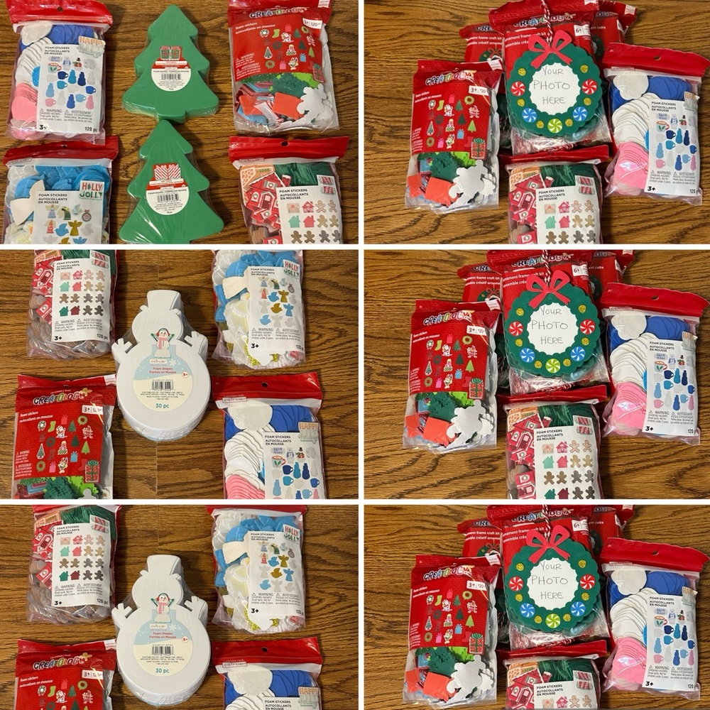 Winter Christmas Holiday Craft Lot Wreaths Trees Snowman Gingerbread Stickers
